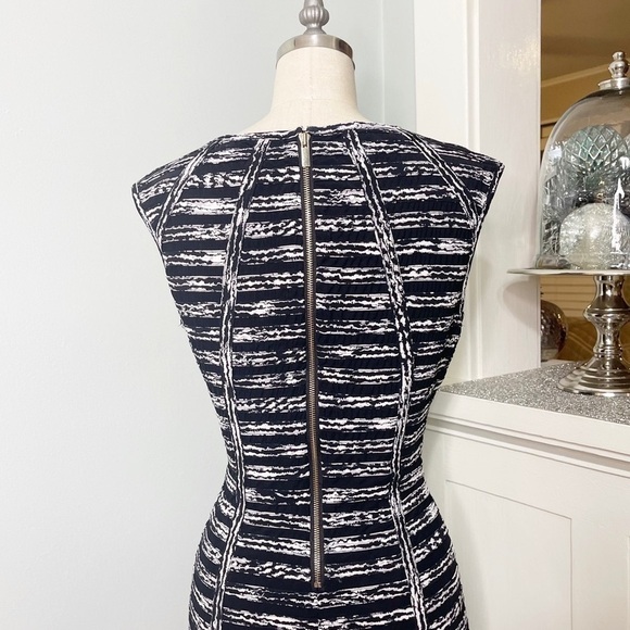 Cache Striped Cut Out Slimming Sheath Dress Black White XS 2 - Picture 6 of 9